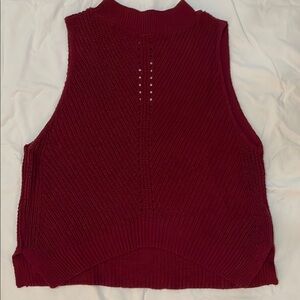 Burgundy Sleeveless Sweater Knit Top